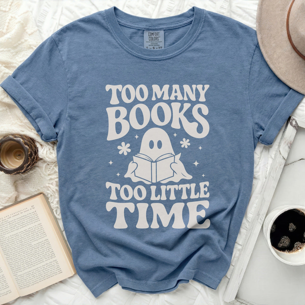 Too Many Books, Little Time Ghost Tee