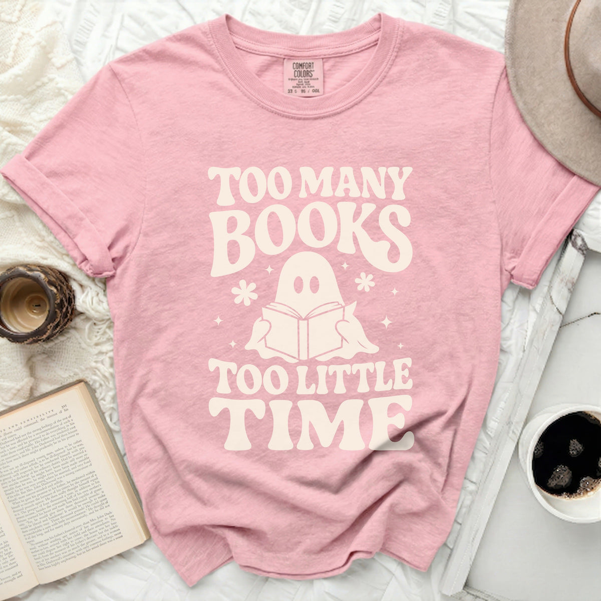 Too Many Books, Little Time Ghost Tee