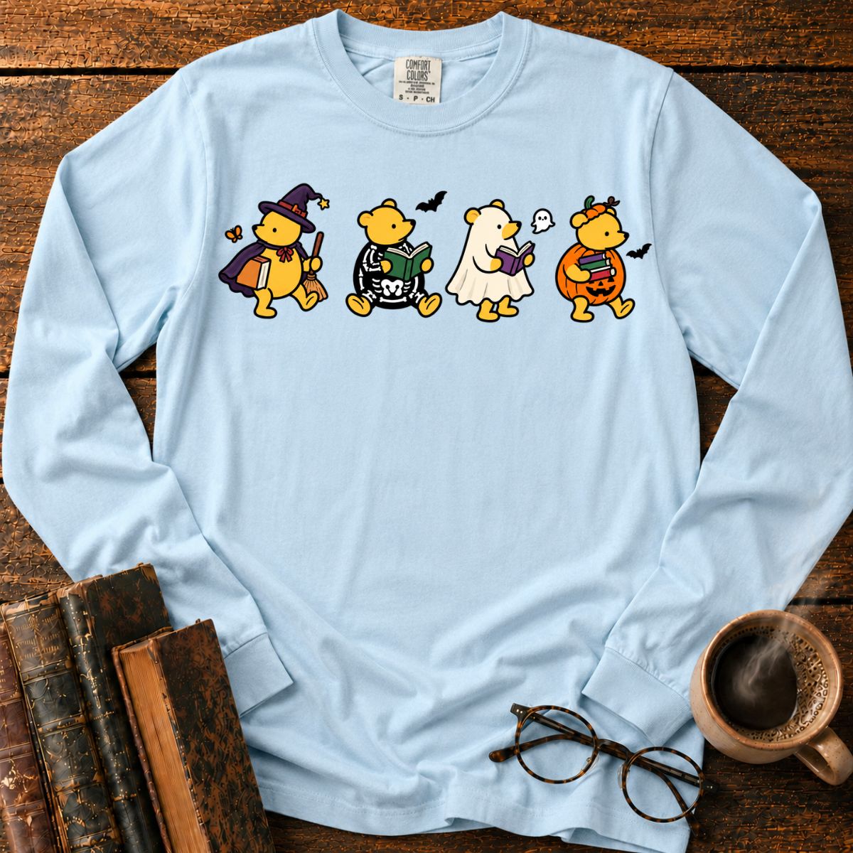 Halloween Bears Reading LS T-Shirt
