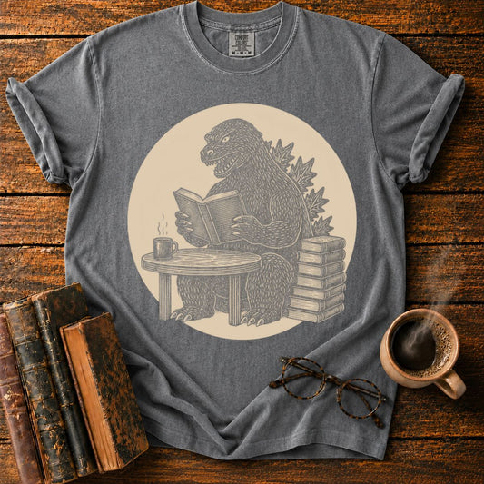Kaiju Reading in a Cozy Study T-Shirt