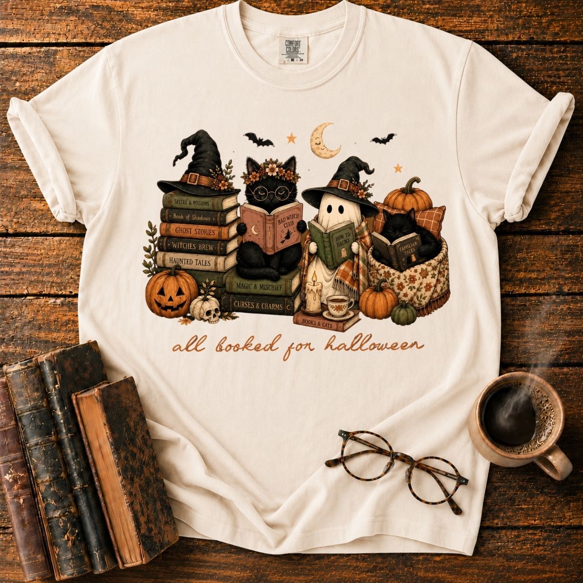 Cozy Halloween Book T-Shirt