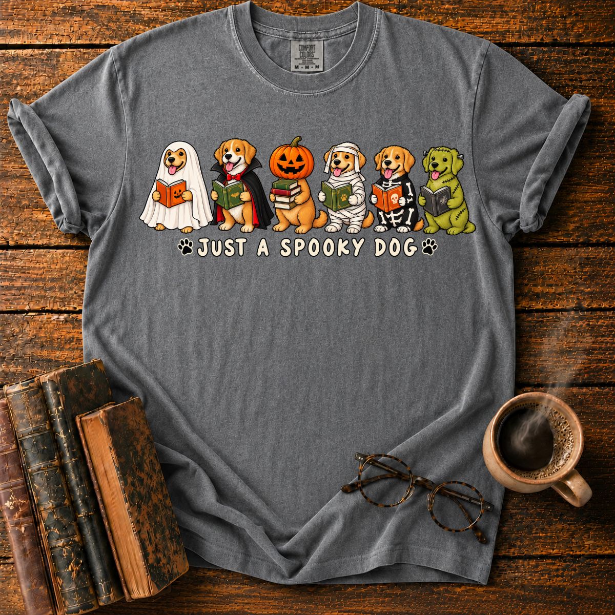 Spooky Bookish Dogs Halloween T-Shirt