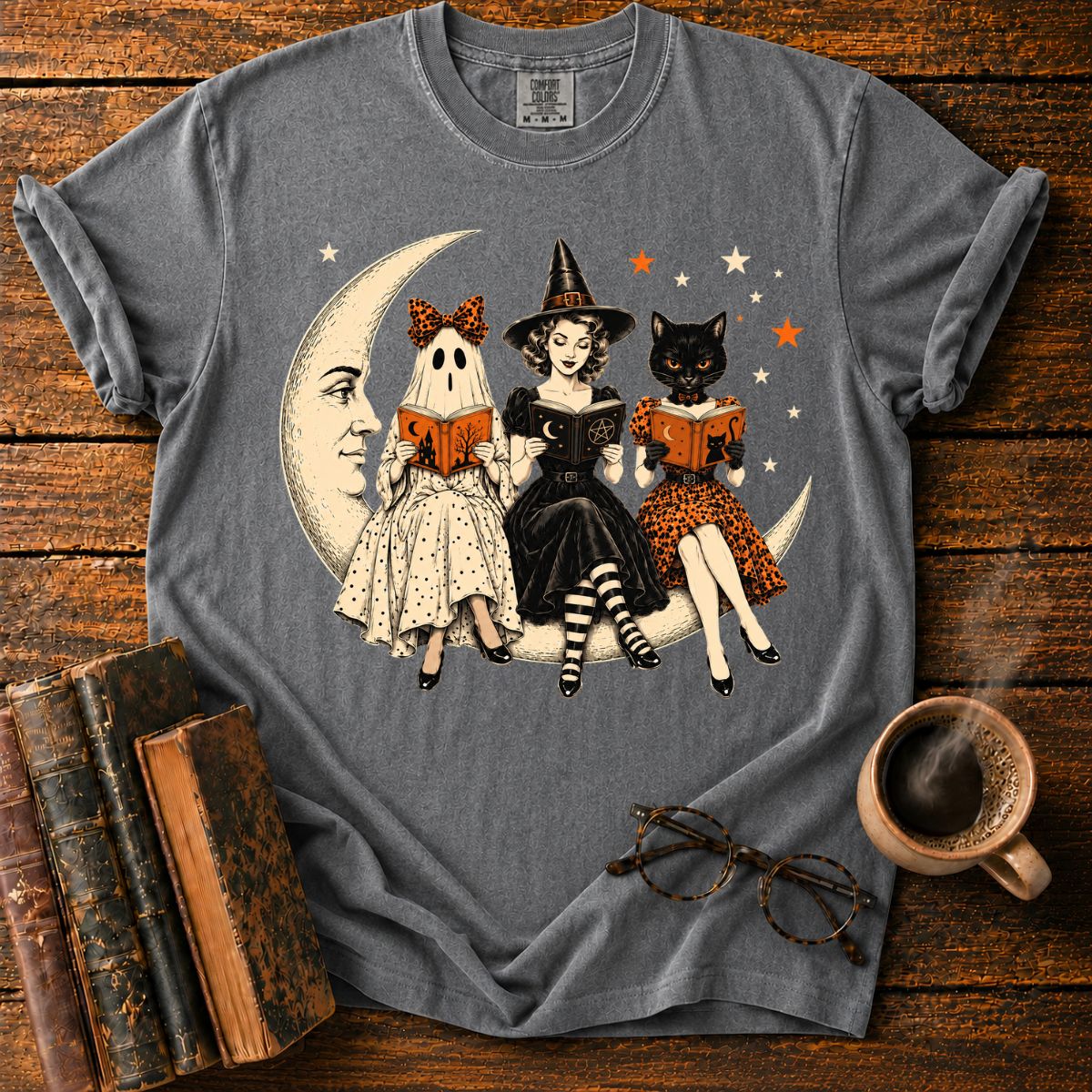 Vintage Halloween Moonlit Readers T-Shirt