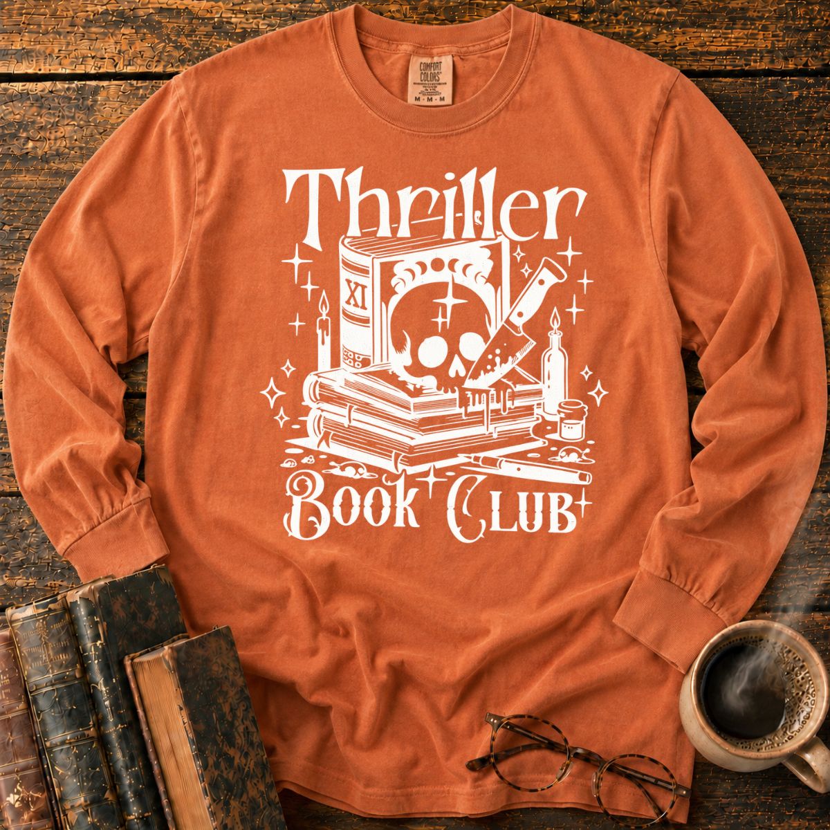 Thriller Book Club Skull Knife LS T-Shirt
