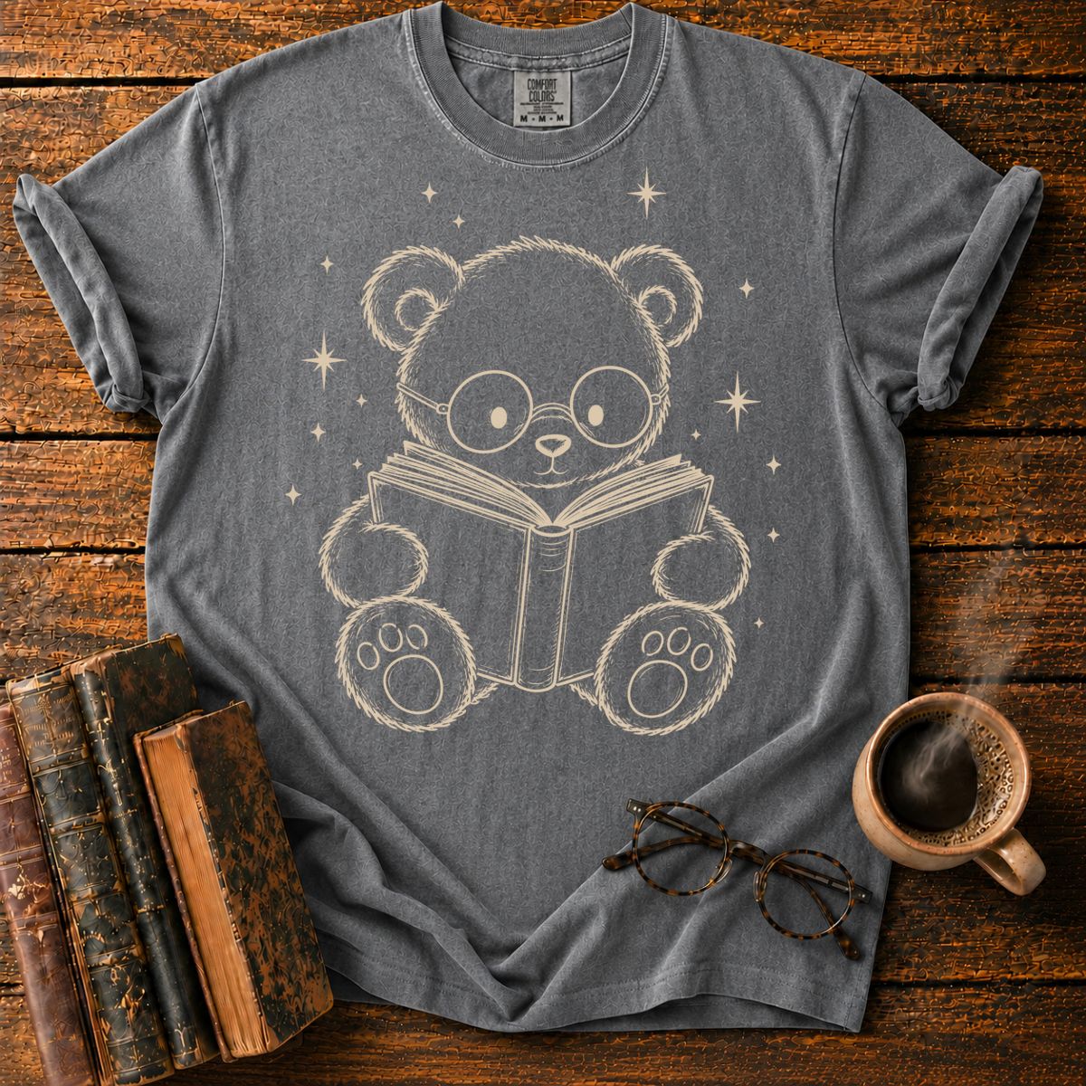 Teddy Bear Reading Under Stars T-Shirt