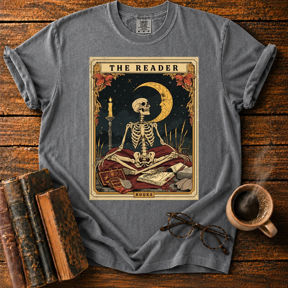 Skeleton Tarot Card Book Lover T-Shirt