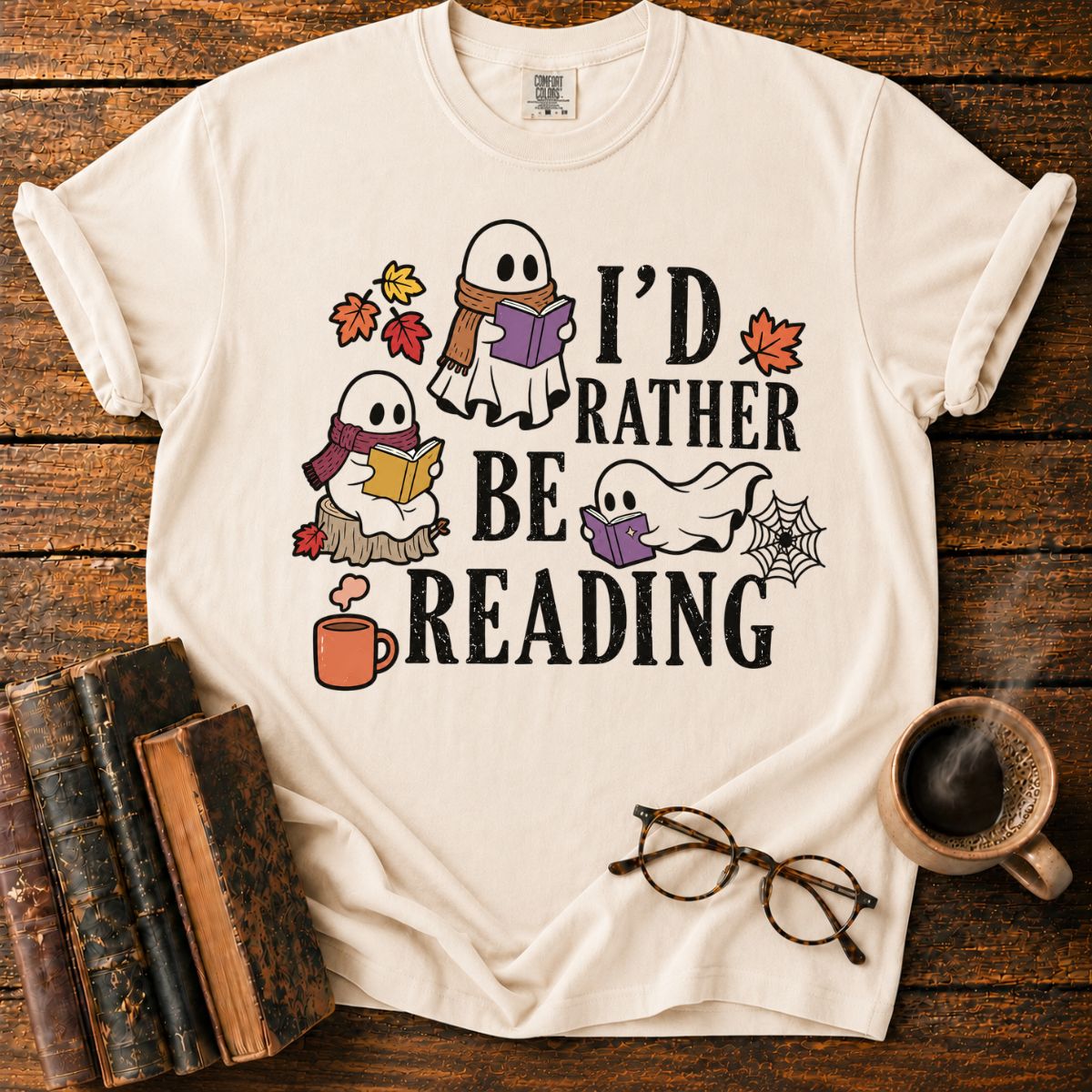 Cozy Halloween Ghosts Reading T-Shirt