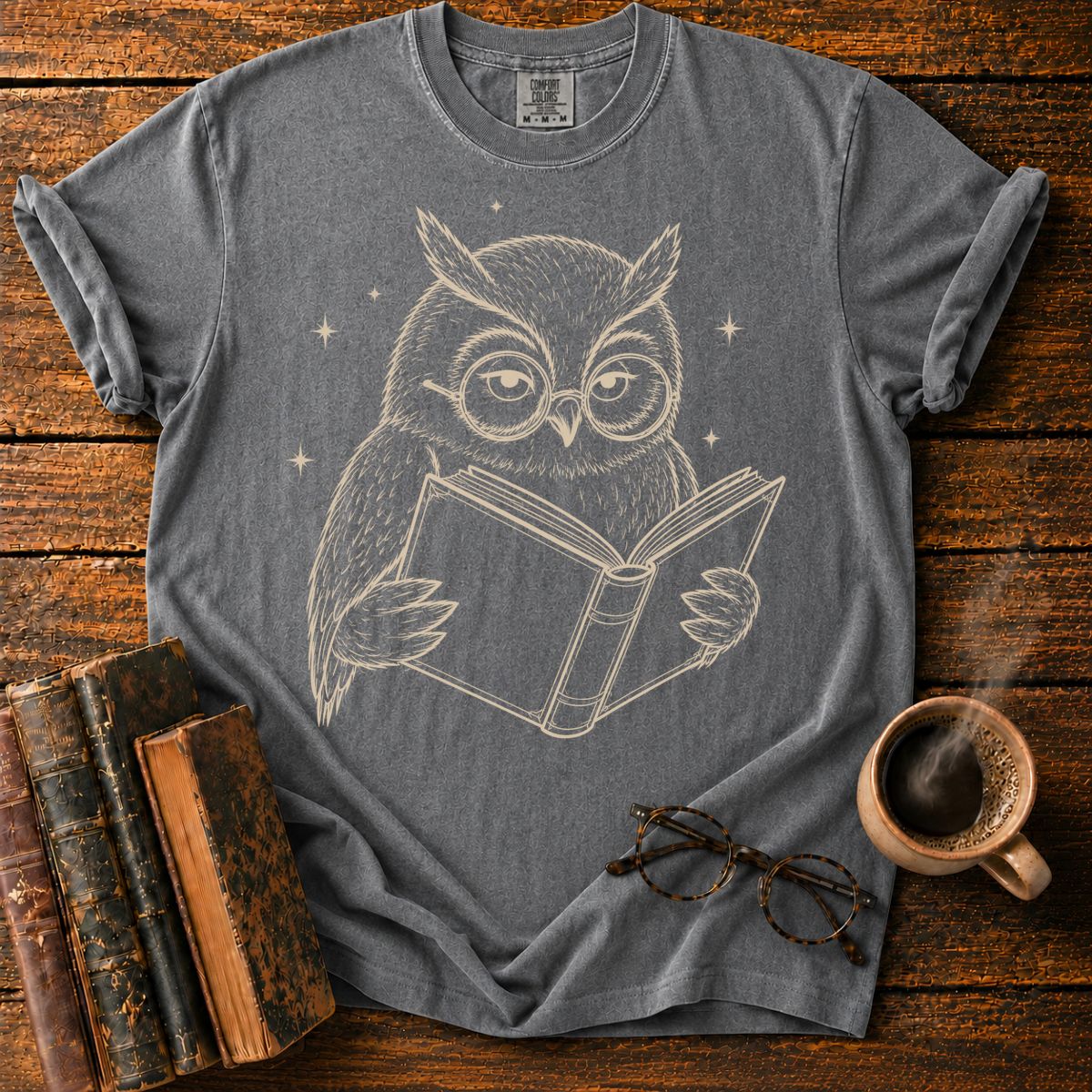 Wise Owl Reading by Starlight T-Shirt