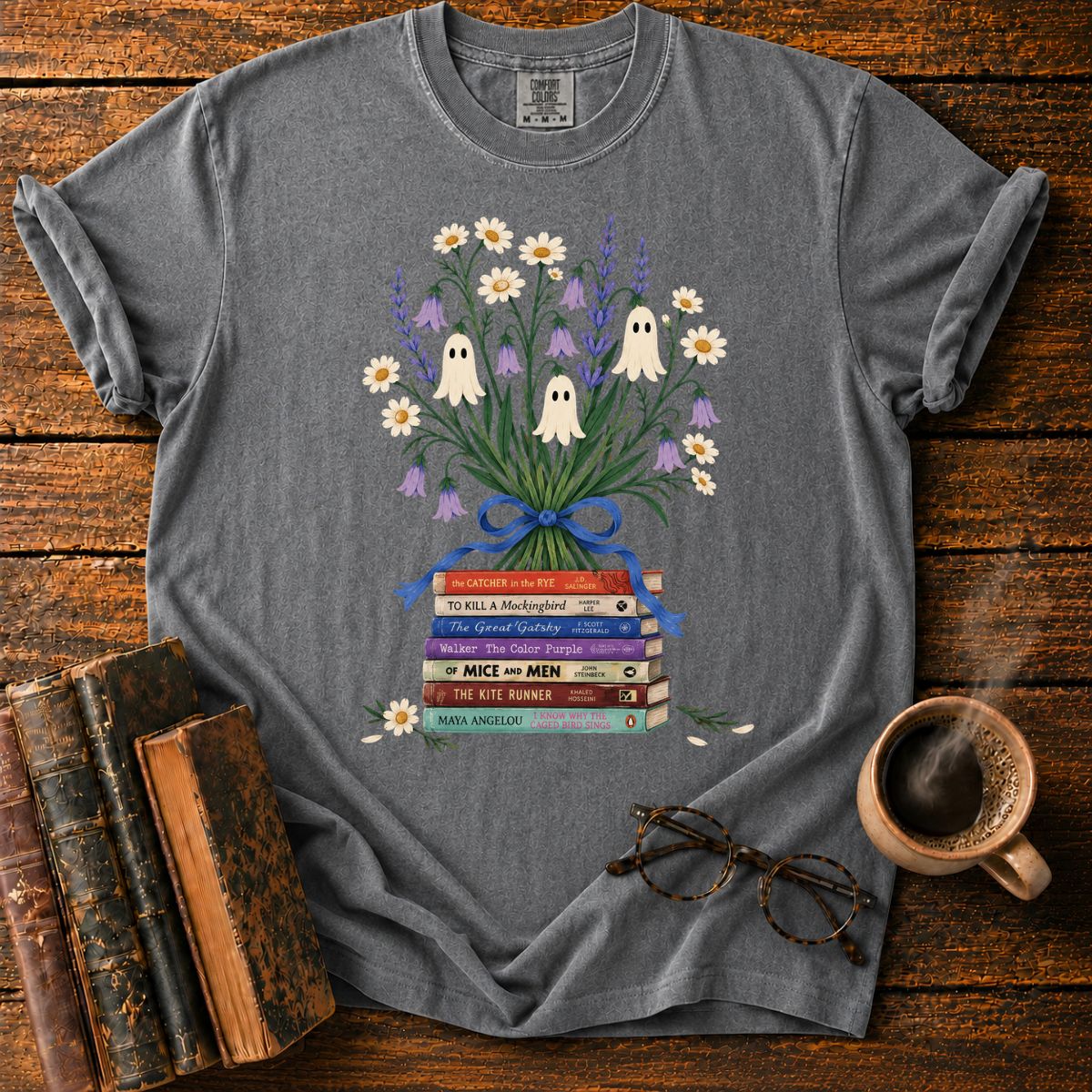 Ghost Flower Book Bouquet T-Shirt
