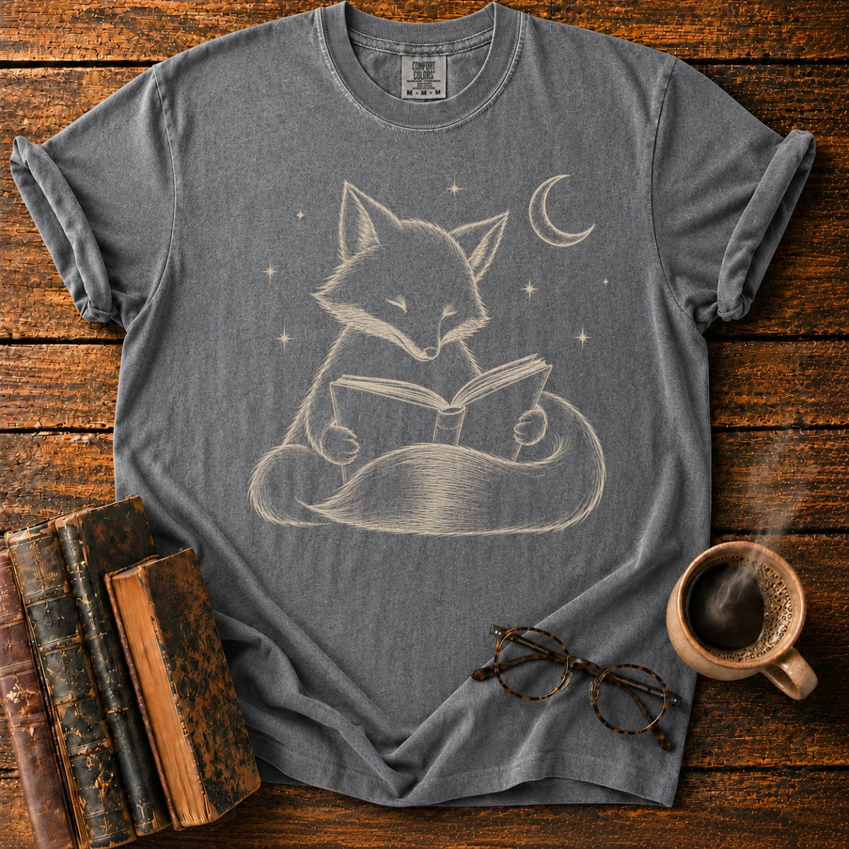 Fox Reading Under the Stars T-Shirt