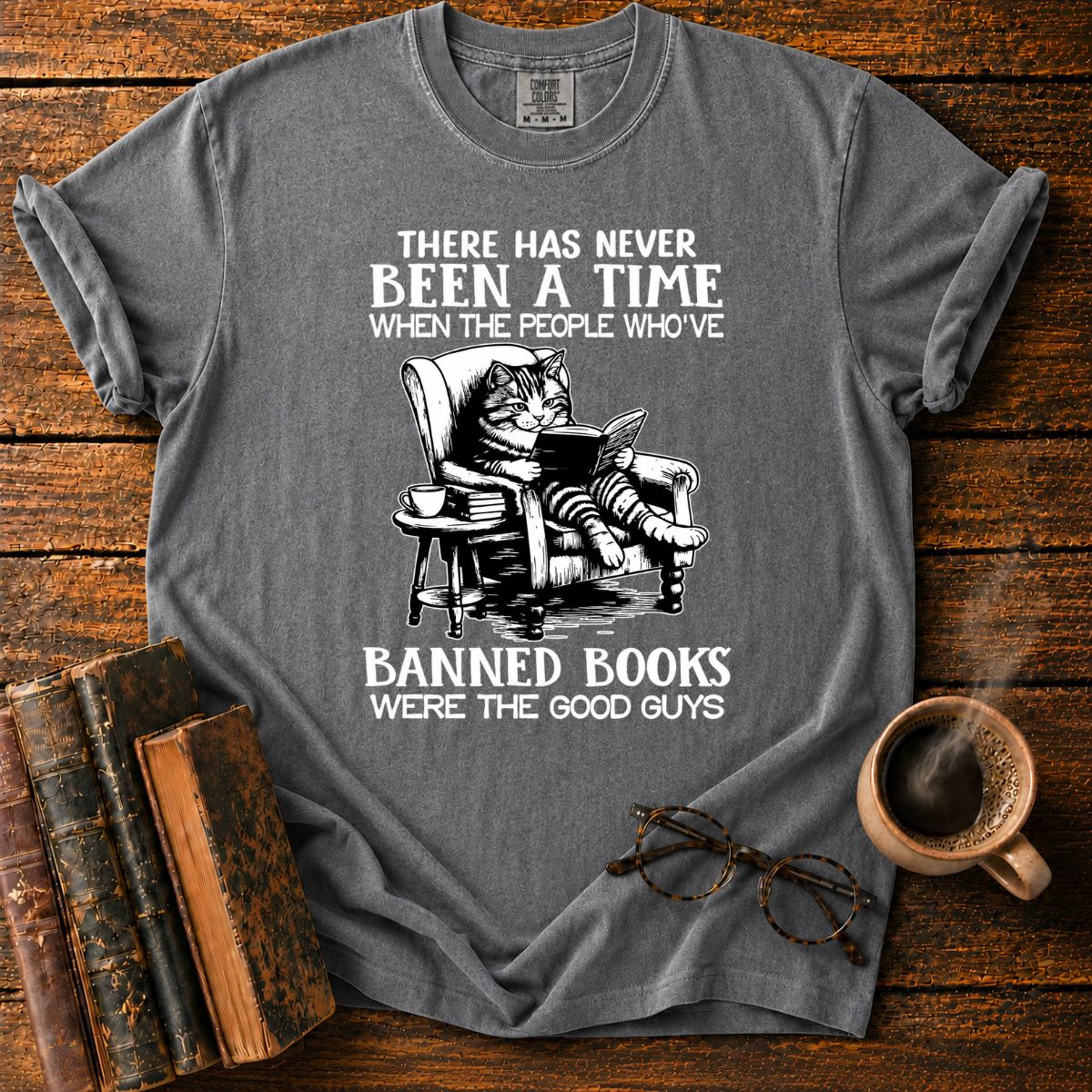Cat Reading Banned Books Good Guys T-Shirt