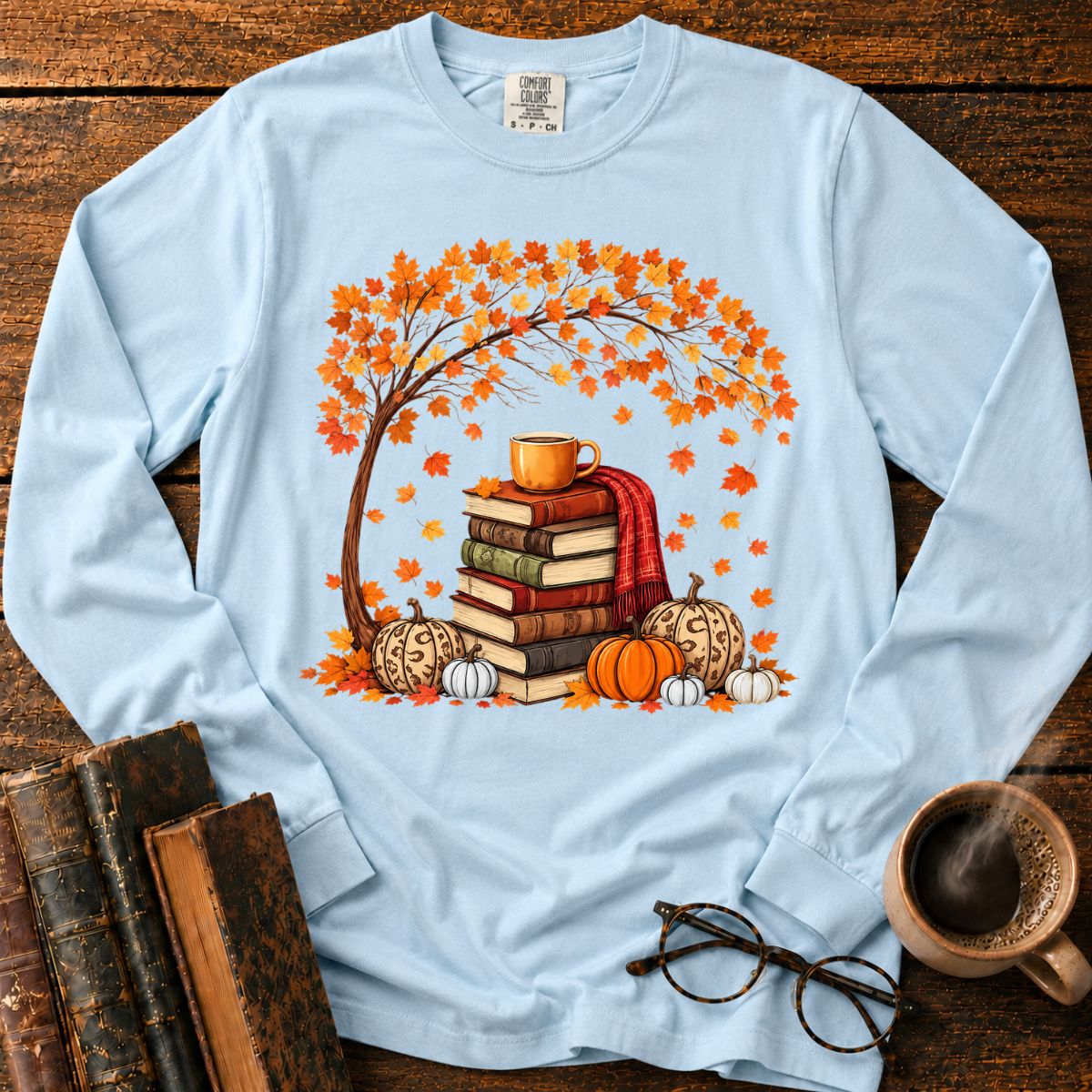 Autumn Book Stack LS T-Shirt