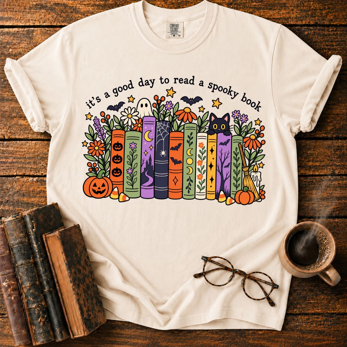 A Cozy Day to Read Spooky Books T-Shirt