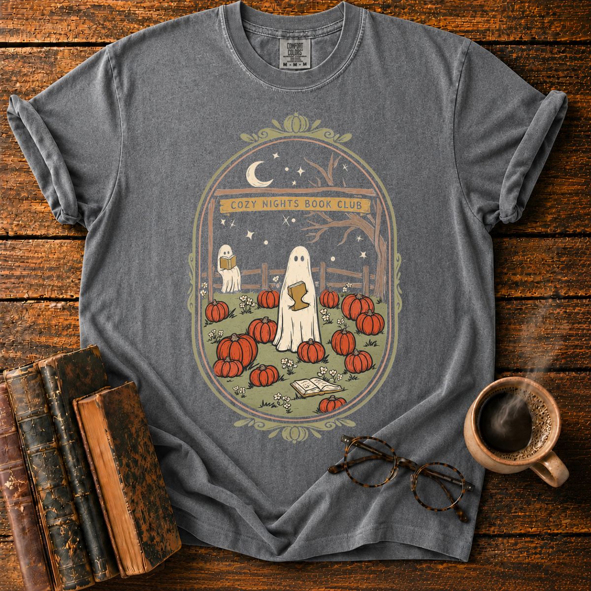 Cozy Nights Book Club Pumpkin T-Shirt