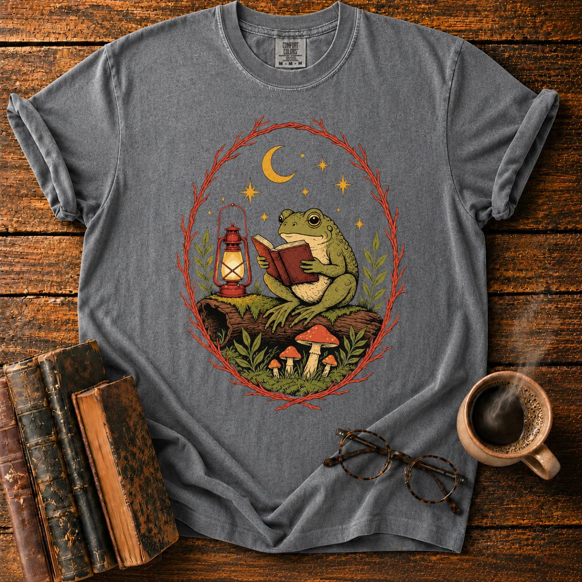 Frog’s Moonlit Reading Nook T-Shirt