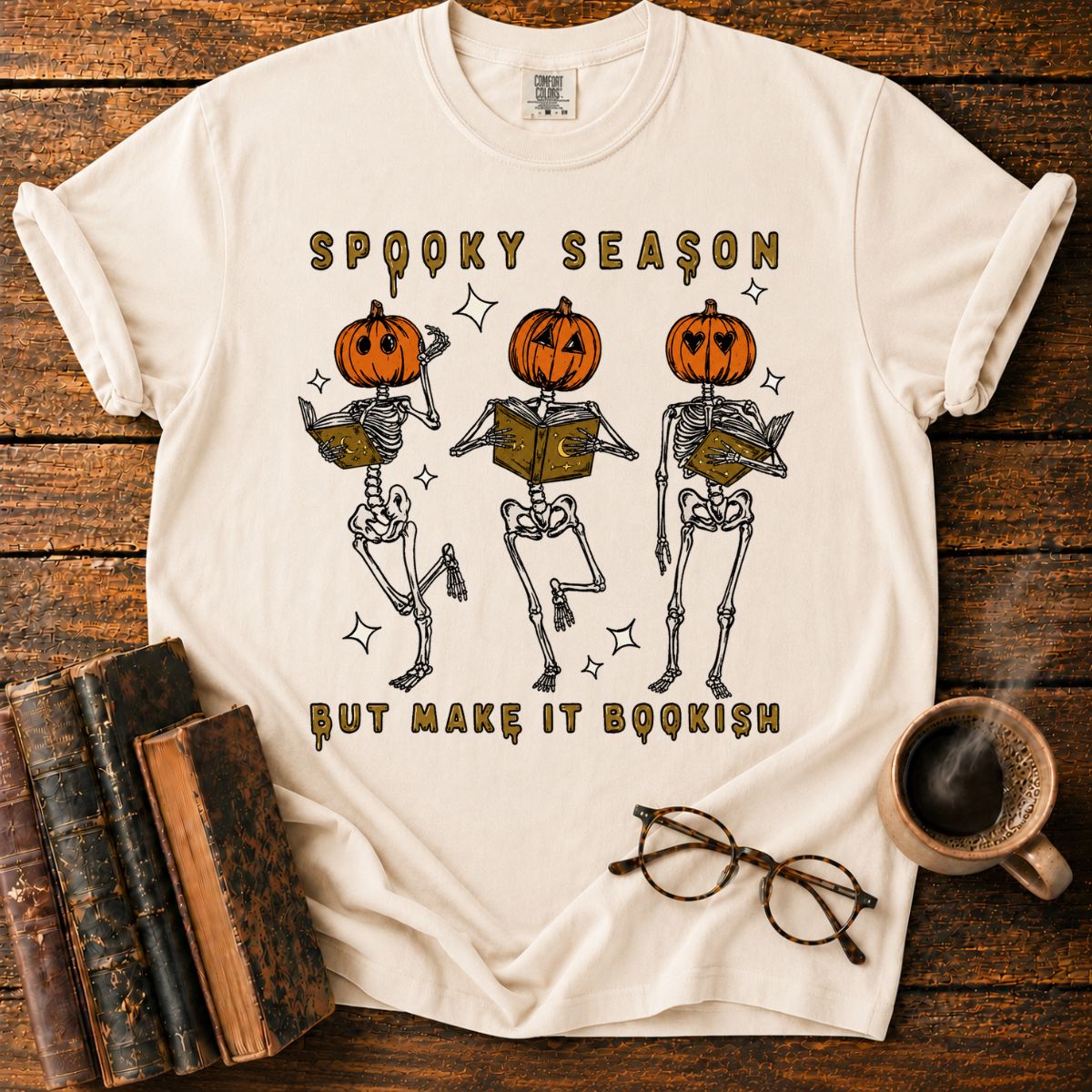 Spooky Season Bookish Skeleton Dance T-Shirt