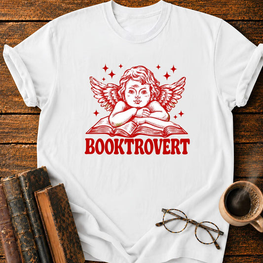 Bookish Cherub on Vintage Wings T-Shirt