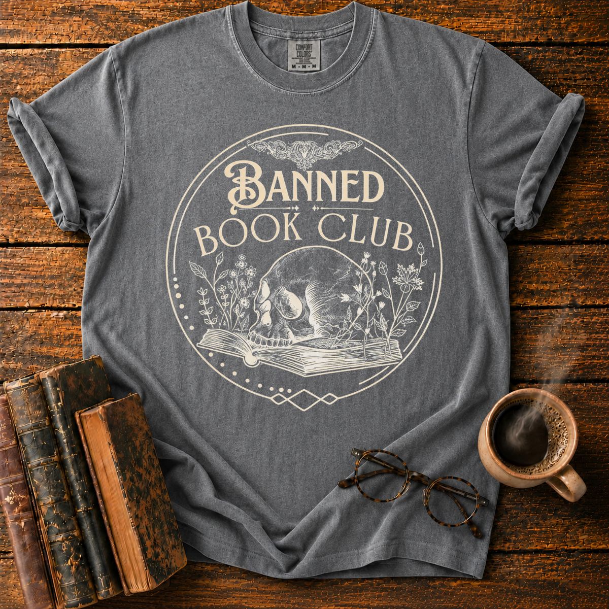 Banned Book Club Skull Emblem T-Shirt
