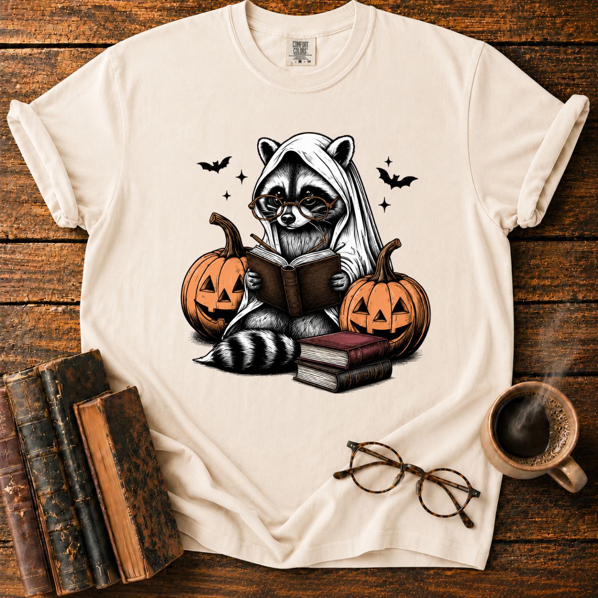 Raccoon’s Halloween Reading T-Shirt