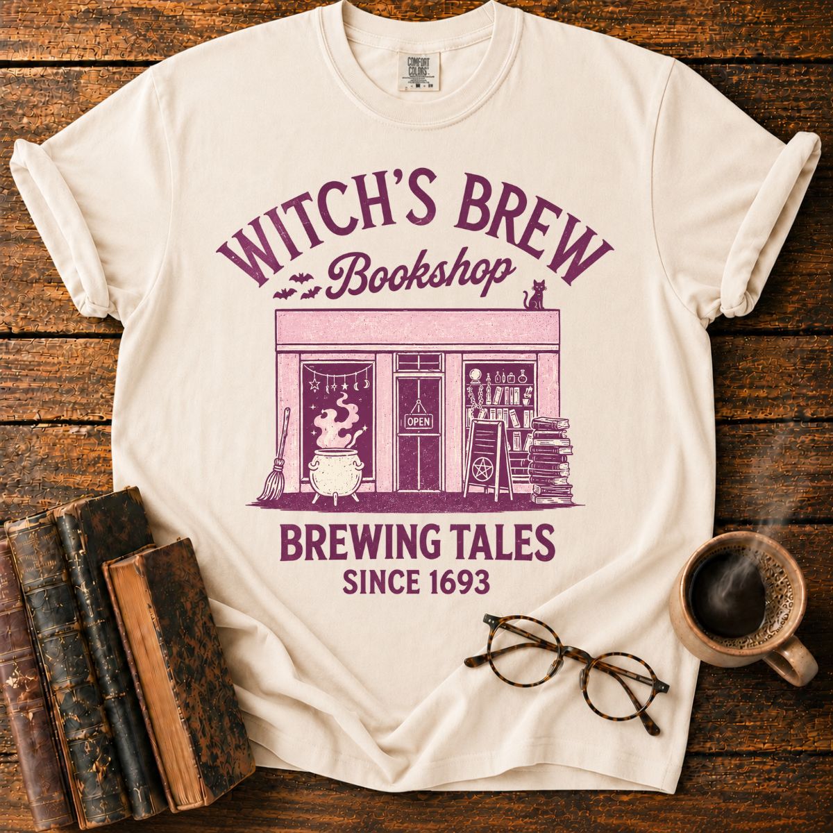 Witch's Brew Bookshop Halloween T-Shirt