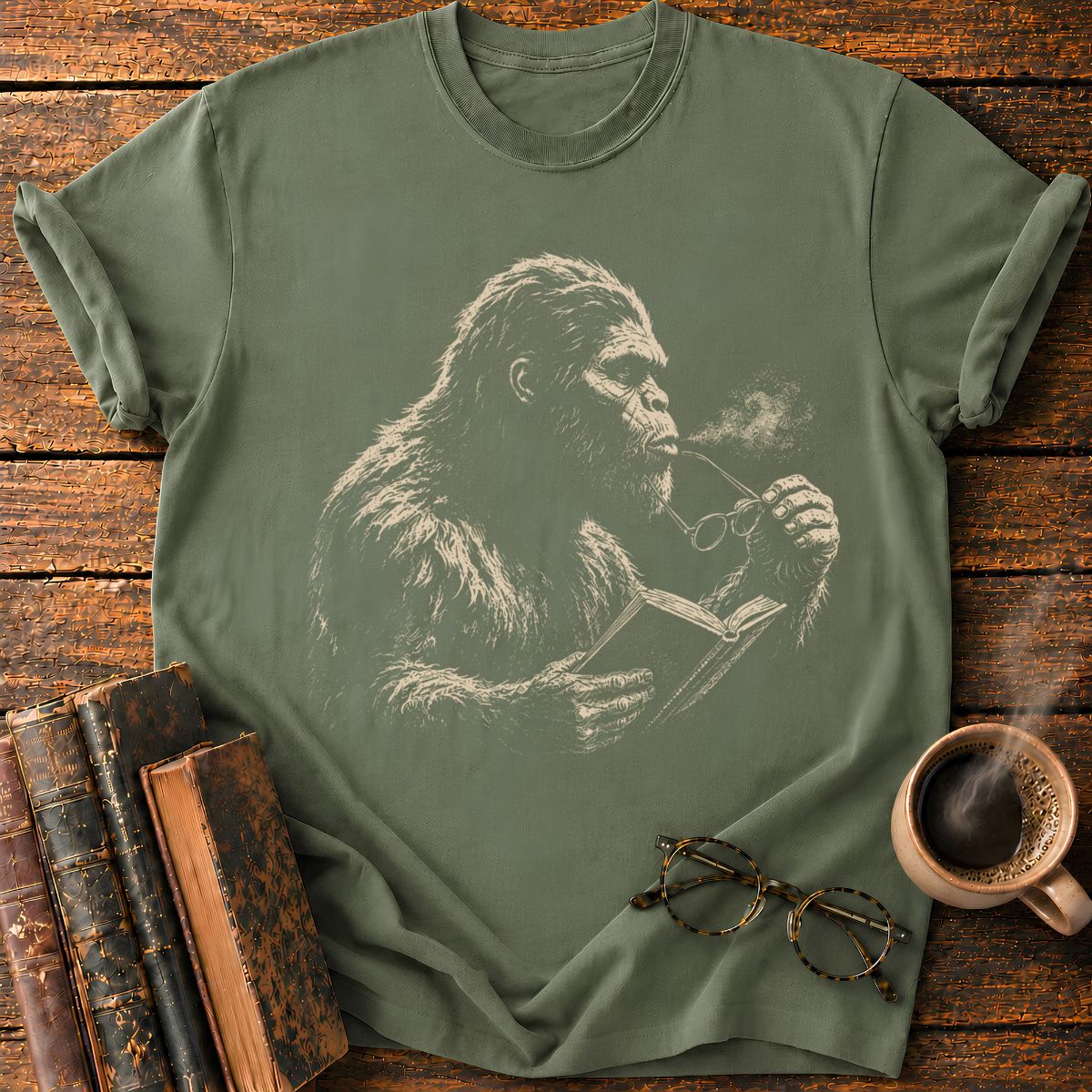 Bigfoot with A Book T-Shirt