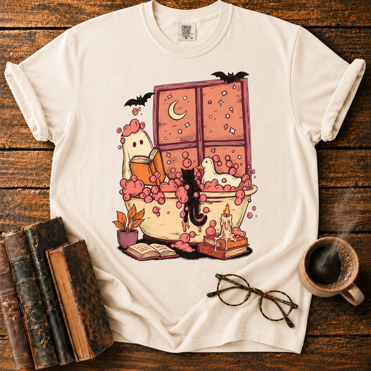 Cozy Moonlit Bubble Bath Fantasy T-Shirt