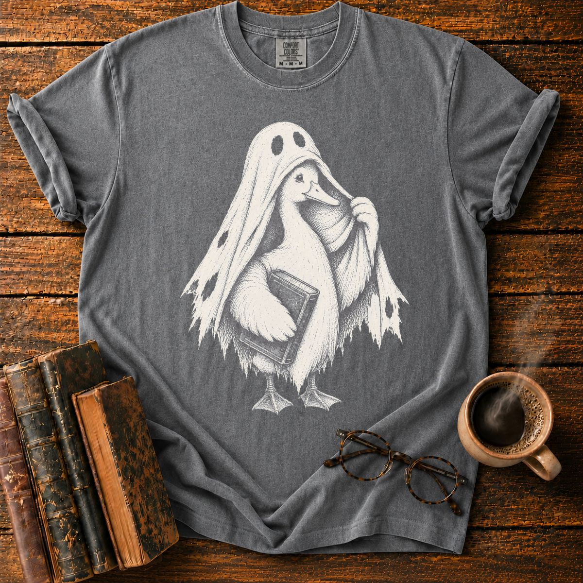Ghostly Goose with a Book T-Shirt