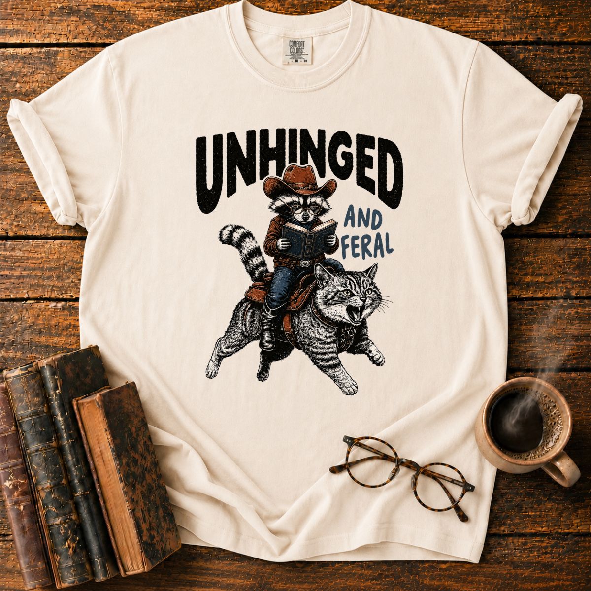 Unhinged Feral Raccoon Rider T-Shirt