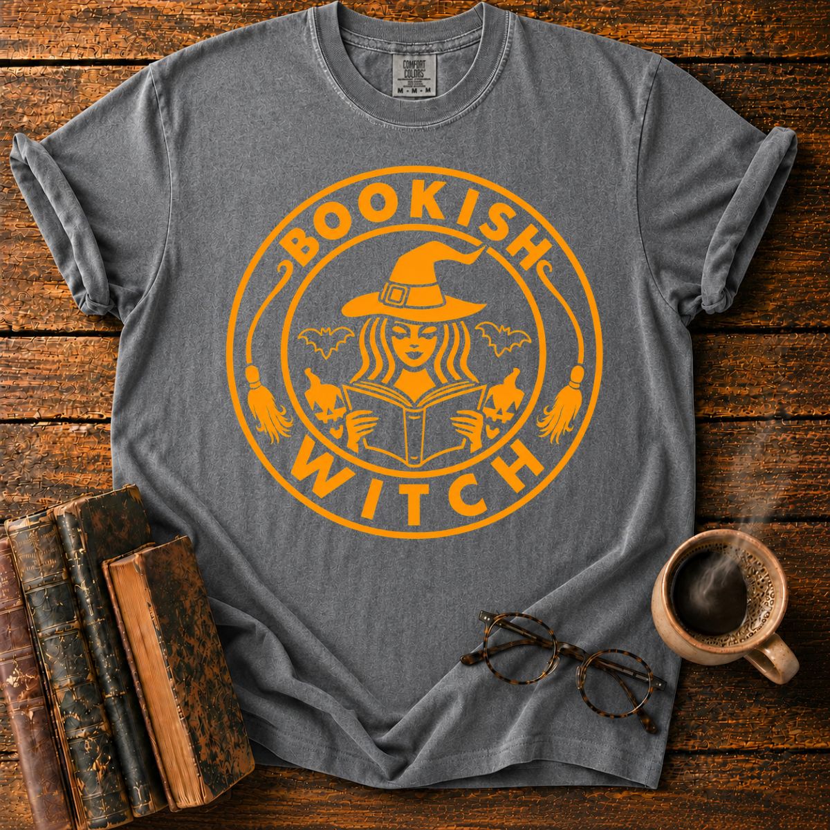 Bookish Witch Halloween Emblem T-Shirt