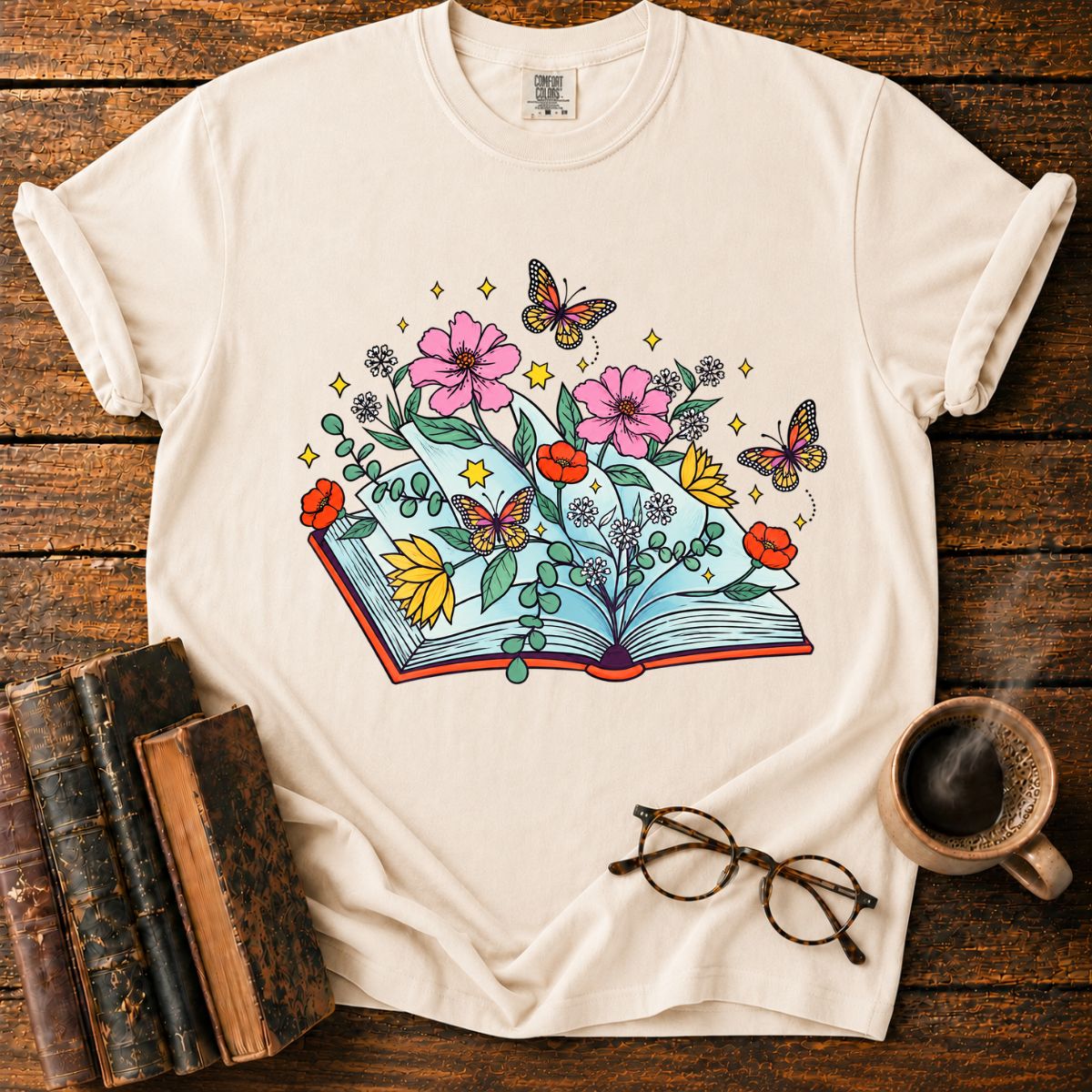 Wildflower Book Butterfly Bookish T-Shirt