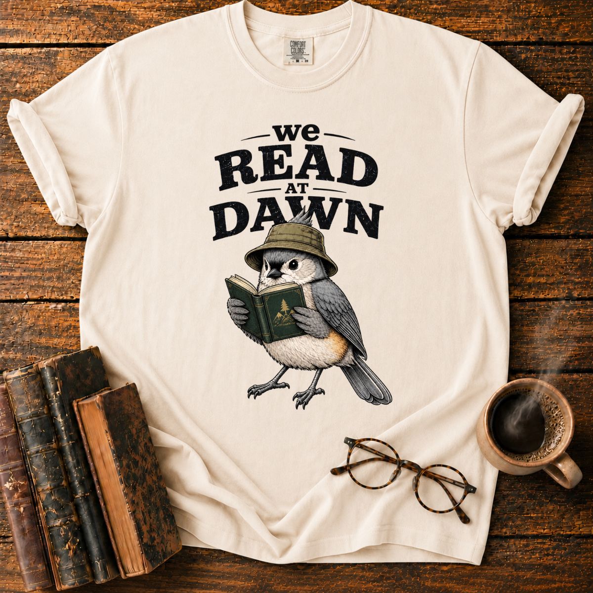 Vintage Bird Reading at Dawn T-Shirt