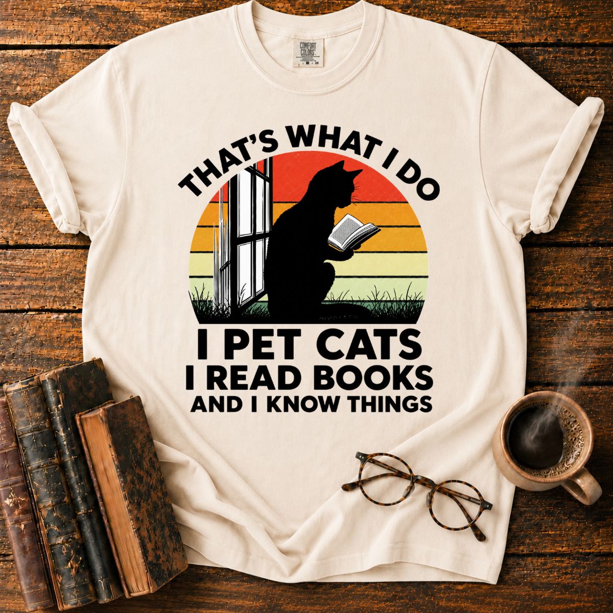 I Pet Cats I Read Books T-Shirt