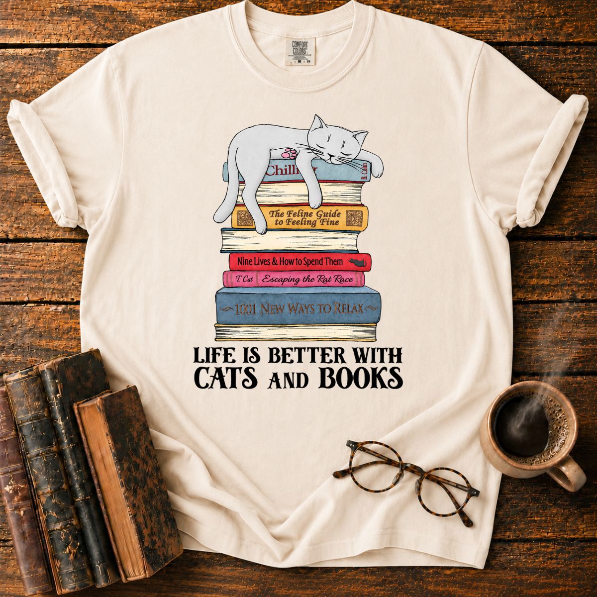 Life Is Better With Cats And Books T-Shirt