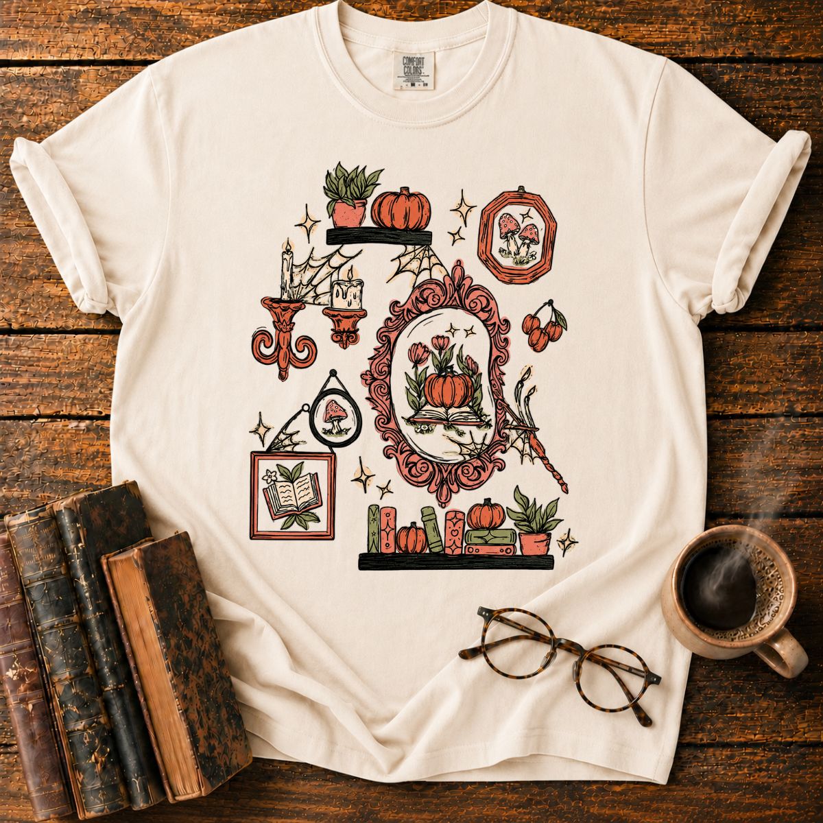 Witchy Garden Library Collage T-Shirt