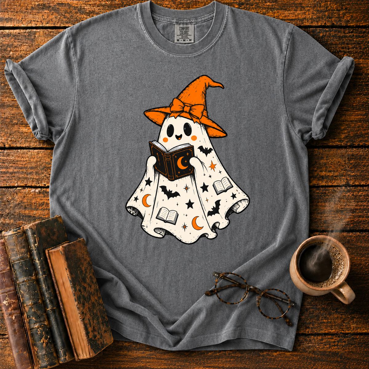 Halloween Ghost Reading Spellbook T-Shirt