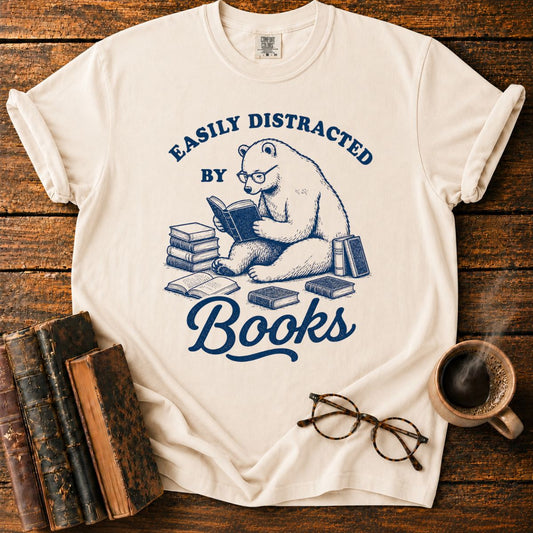 Easily Distracted by Books Bear T-Shirt