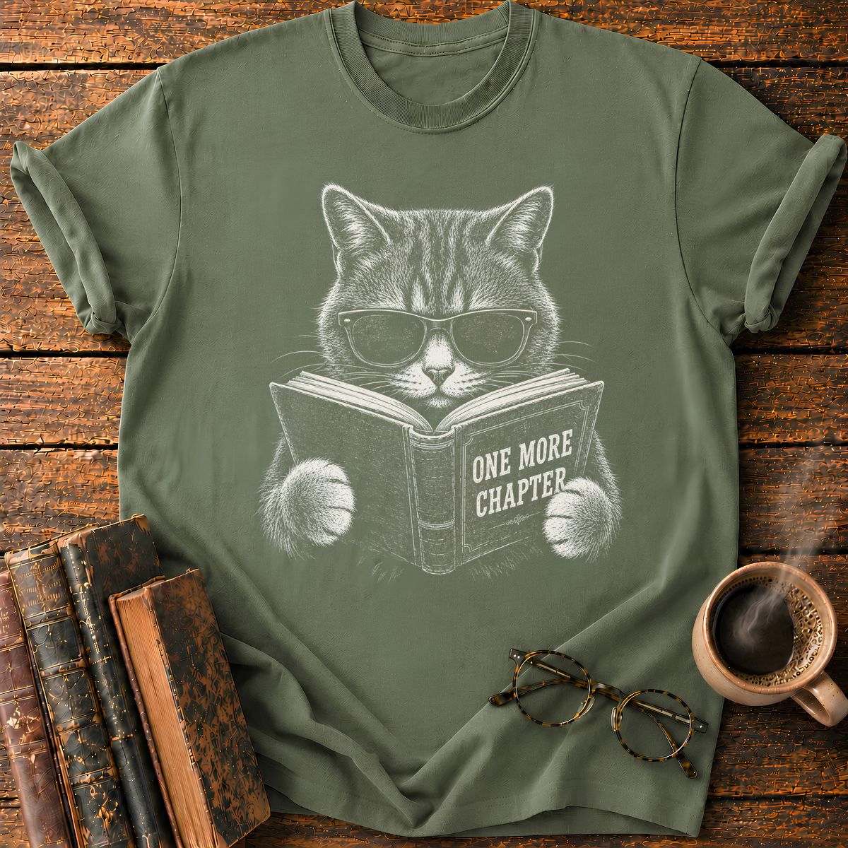 Cool Cat Reading One More Chapter T-Shirt