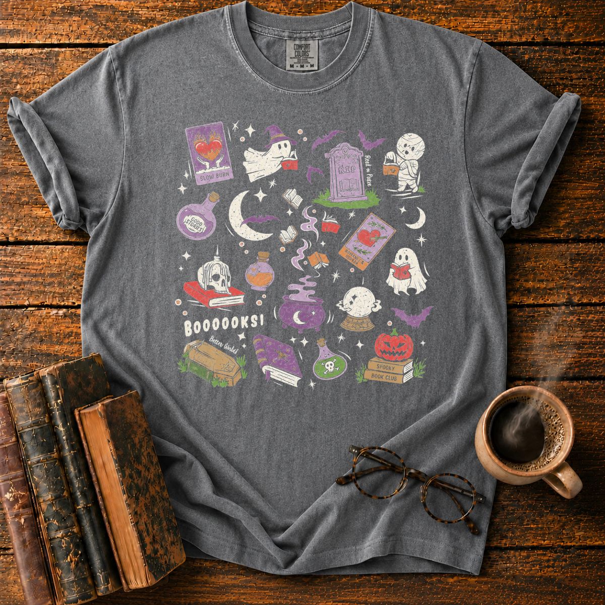 Spooky Bookish Halloween Doodle T-Shirt