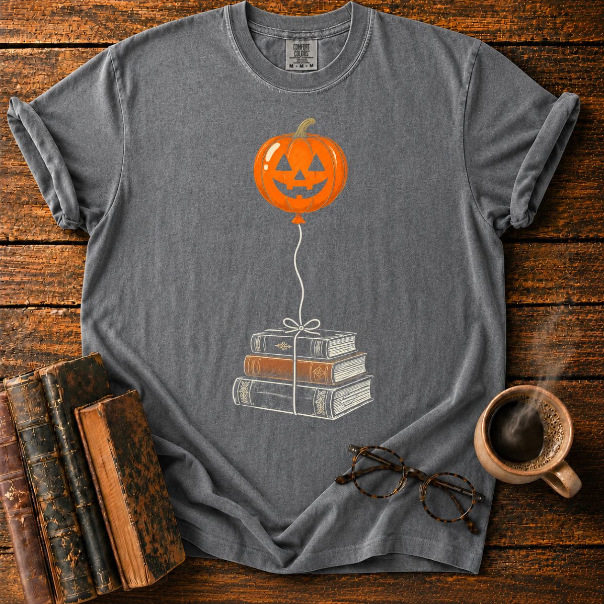 Balloon Over Vintage Books T-Shirt