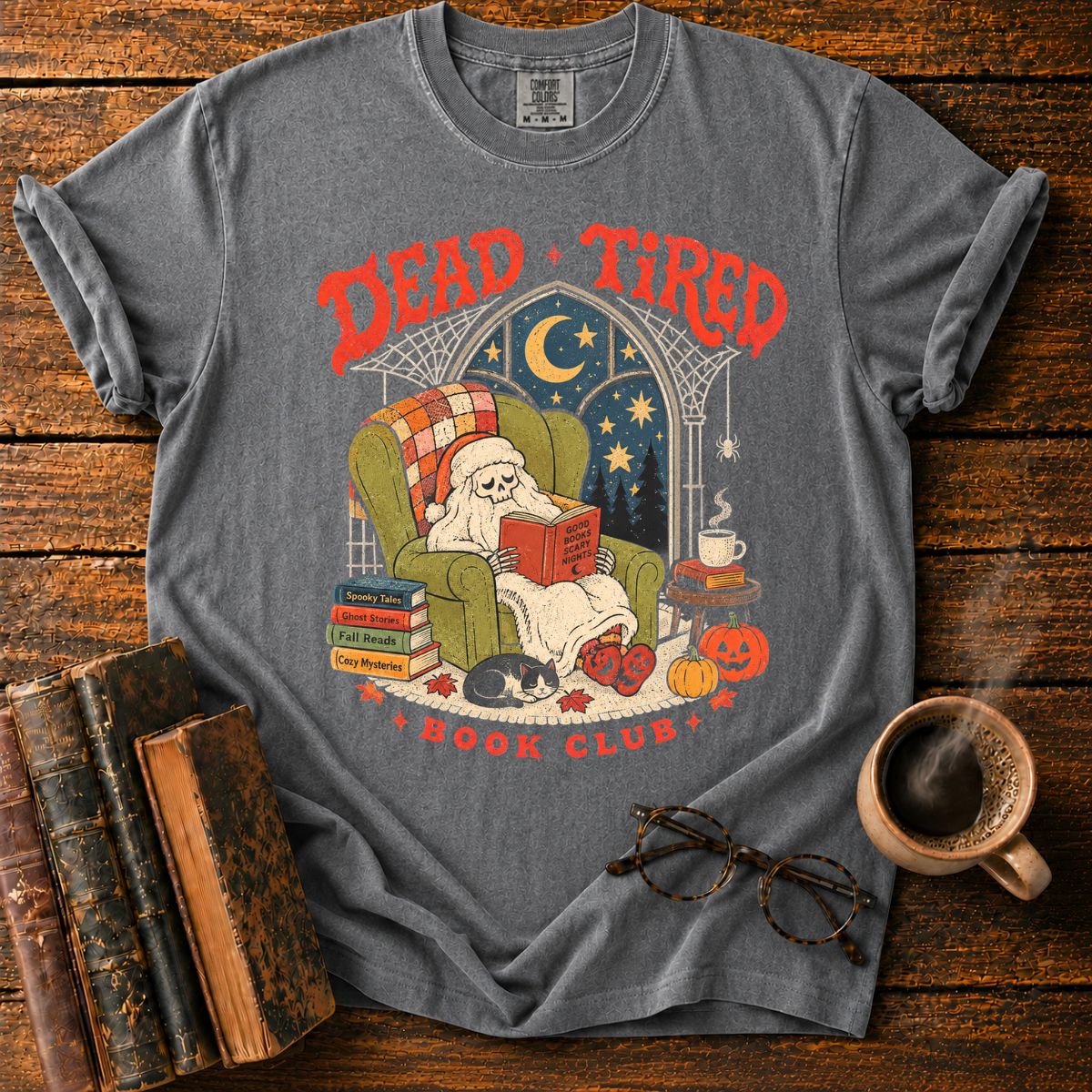 Dead Tired Book Club Skeleton T-Shirt