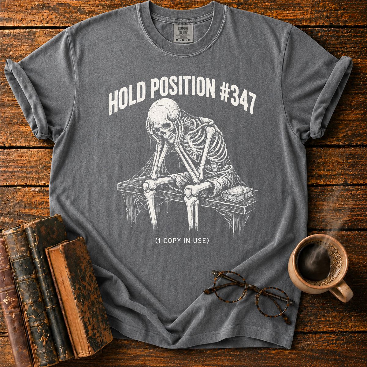 Library Hold Position Skeleton Funny T-Shirt