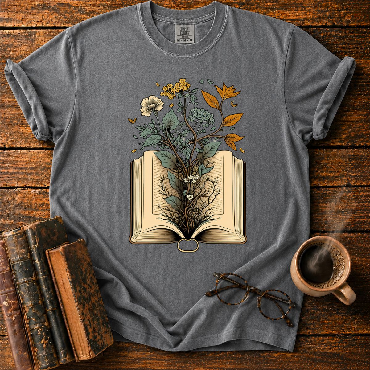 Vintage Botanical Book T-Shirt
