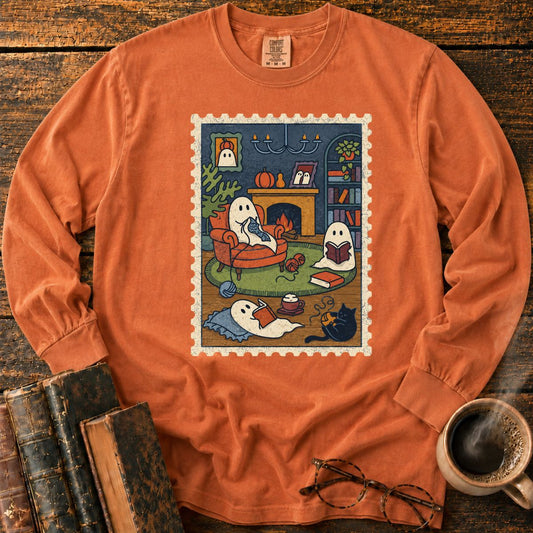Cozy Ghosts Library LS T-Shirt