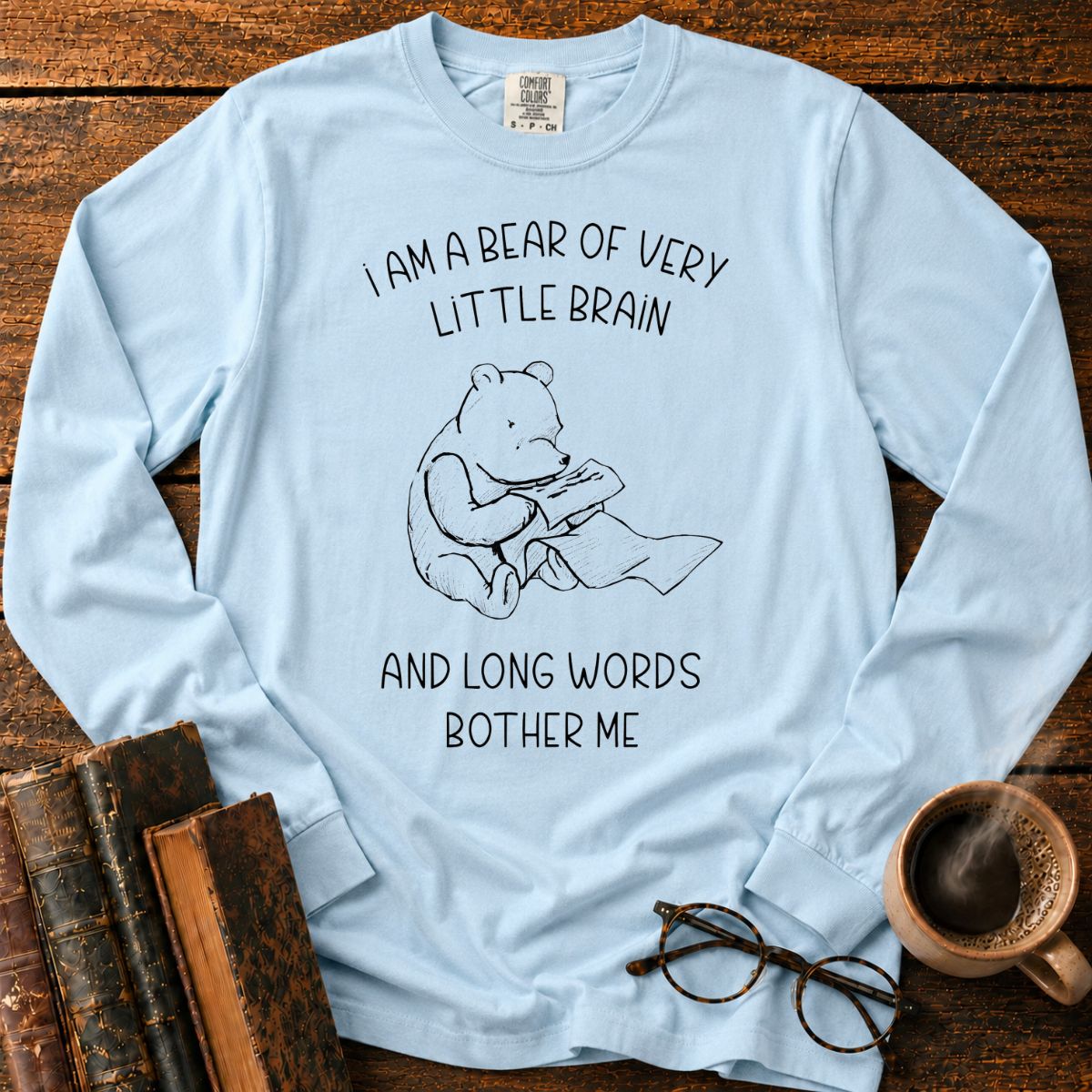 Bear Of Little Brain Sketch LS T-Shirt
