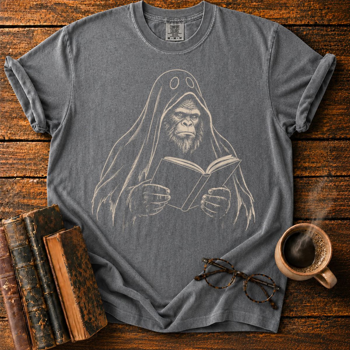 Cloaked Gorilla Reading a Book T-Shirt