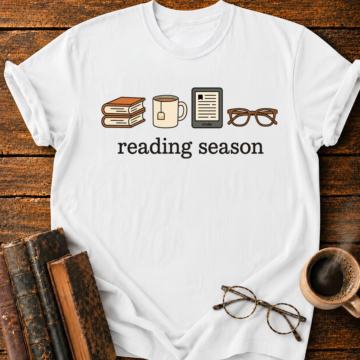 Cozy Reading Season Icons T-Shirt
