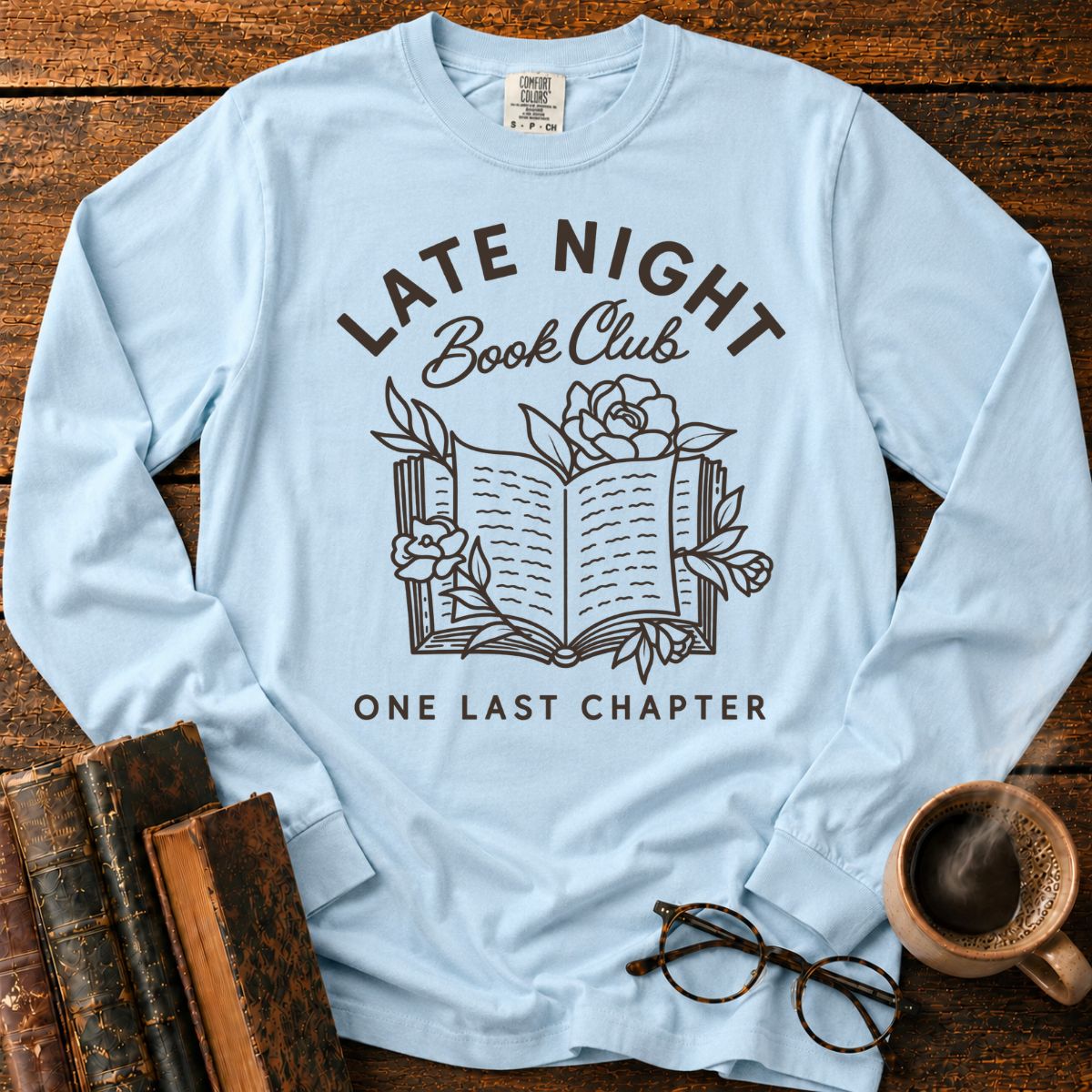 Late Night Book Club Floral LS T-Shirt