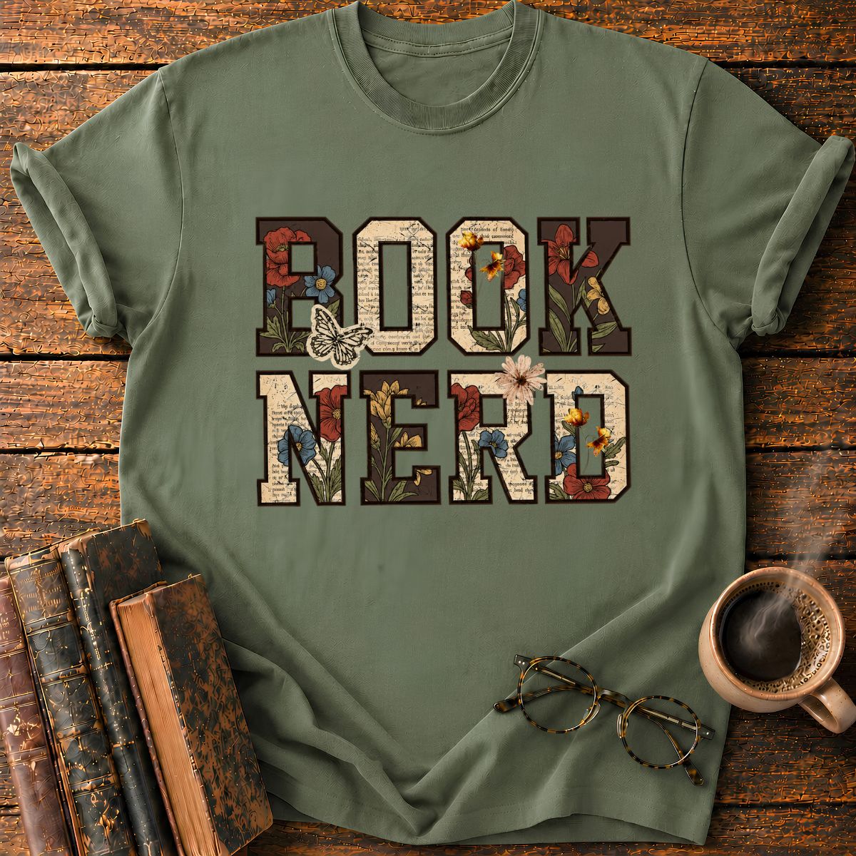 Book Nerd Typography T-Shirt