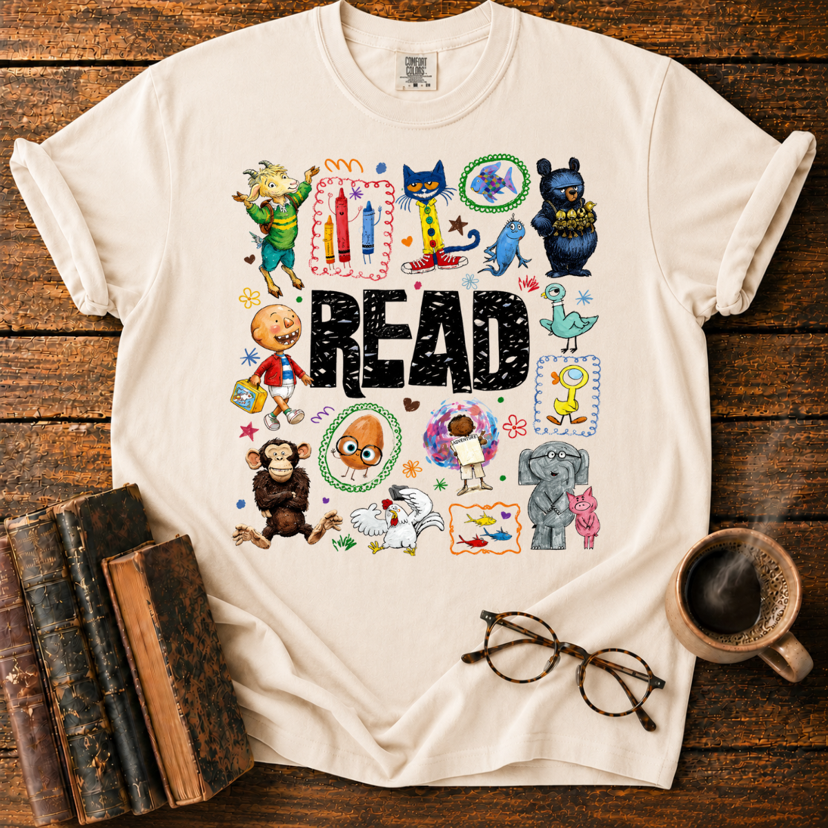 Whimsical Children’s Reading Collage T-Shirt