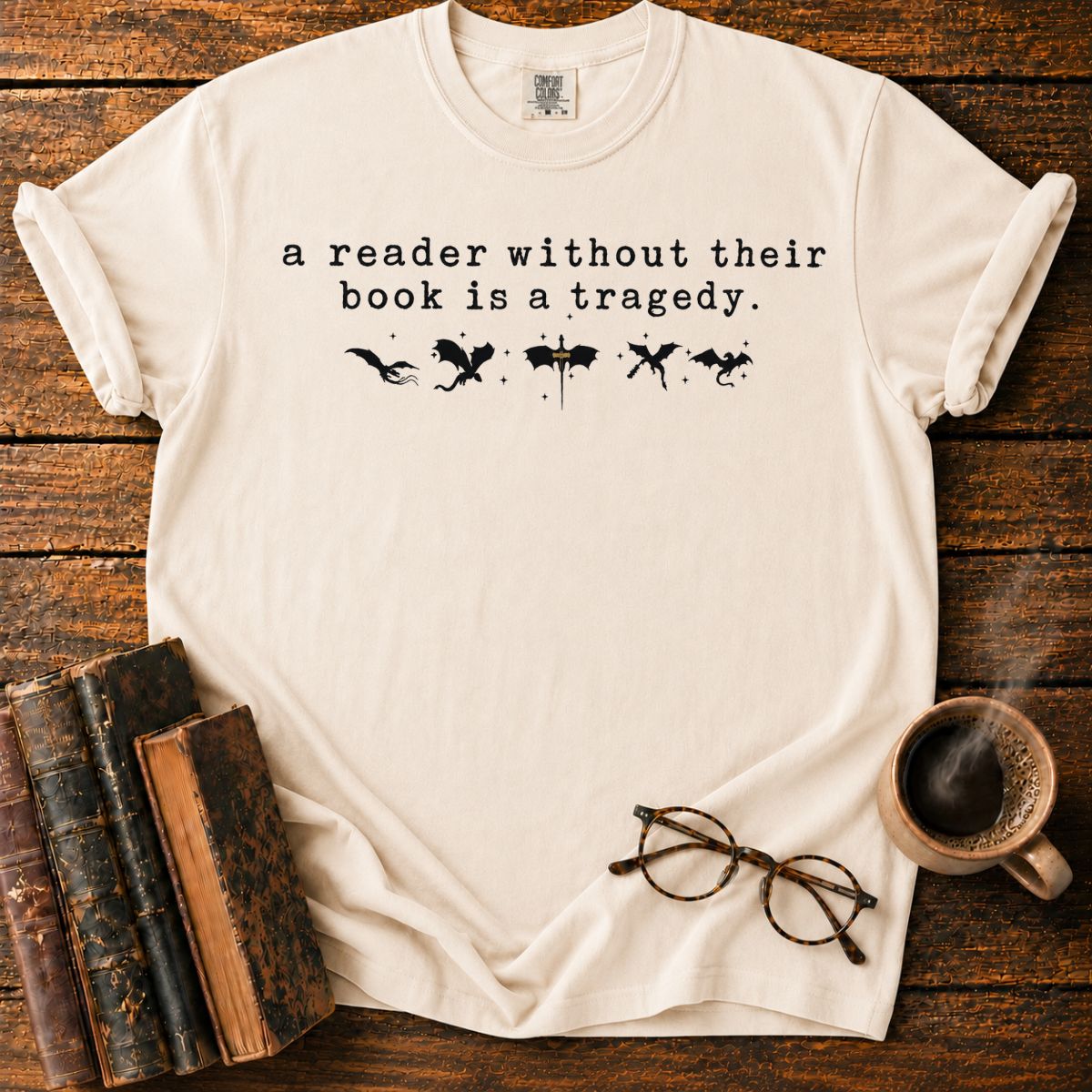 Vintage Bookish Dragon Quote T-Shirt